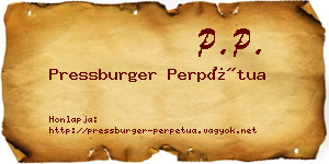 Pressburger Perpétua névjegykártya